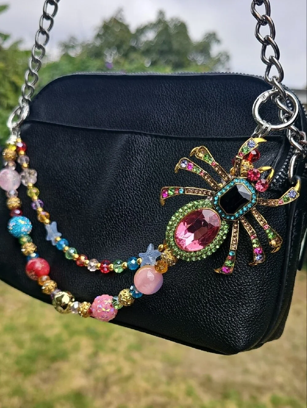 Sparkling Spider Pendant Statement Charm